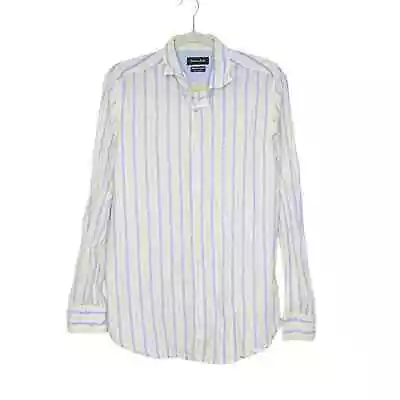 MASSIMO DUTTI Women's Long Sleeve Button Down Shirt Striped Elbow Patch L • $6.38