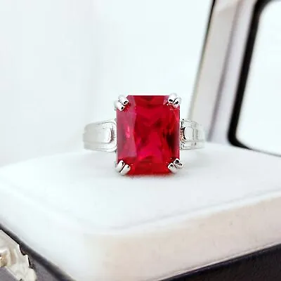 Flawless Red Ruby Princess Cut Solid 925 Sterling Silver Ring For Mens • $57.59