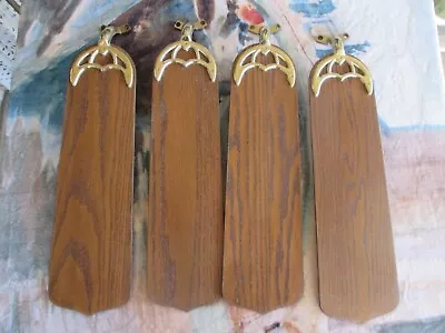 Set Of Four Vintage Wood CEC Ceiling Fan Blades With Cat's Eye Fan Blade Arms • $19.99