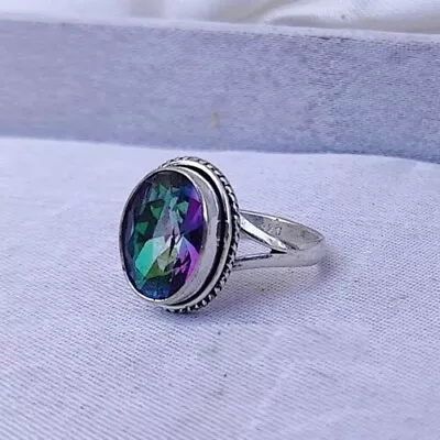 Solid 925 Sterling Silver Mystic Topaz Ring Statement Handmade Ring AllSize B142 • $10.74