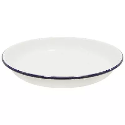 Falcon Enamelware White Enamel Rice And Pasta Plate With Blue Rim D 24cm 45624 • £9.02