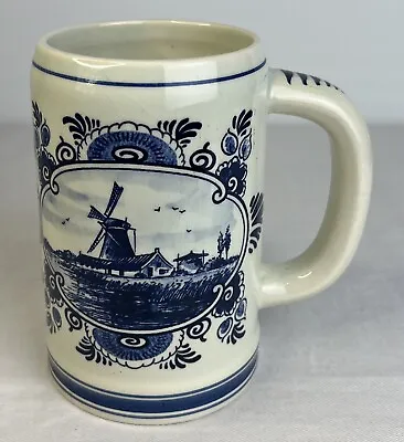 $12.99 • Buy Vintage Hand Painted Delft Blue Stein Beer Mug Made In Holland Windmill Ship