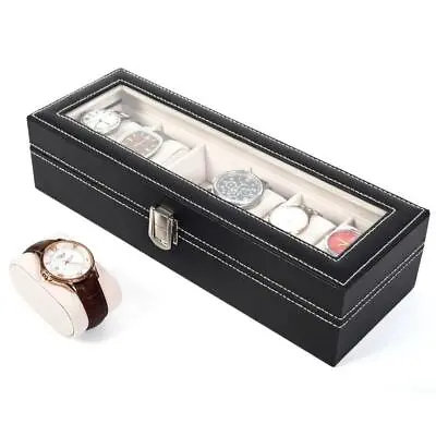 6 Slot Men Women Leather Watch Display Case Box Storage Organizer Gift • $18.99