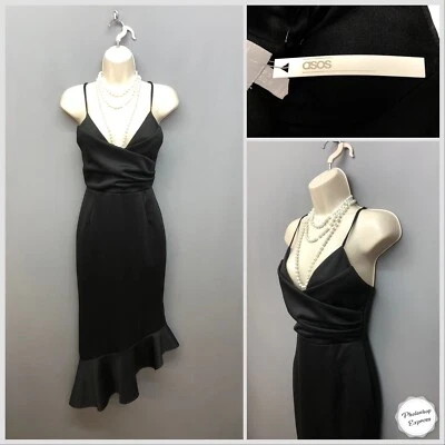 £11.95 • Buy NEW ASOS Black Asymmetric Mermaid Dress UK 10 EUR 38 US 6