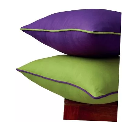 Encasa Homes Cushion Covers With 45x45 Cm (Pack Of 2) Lime Green With Purple • $24.23