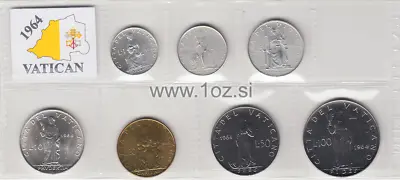 VATICAN SET 1964 - 7 Coins 1964 ( 1 2 5 10 20 50 100 LIRE ) UNCIRCULATED • $14.99