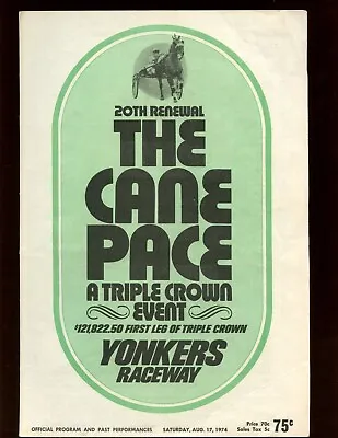 August 17 1974 Yonkers Raceway Cane Pace + Savoir Harness Racing Program • $15.96