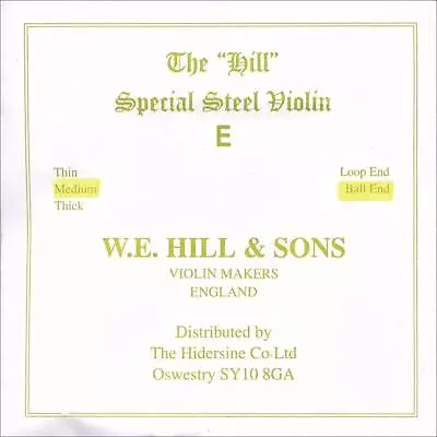 Hill Violin E String - Steel: Medium Ball End • $6.38
