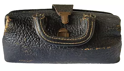Vintage Eli Lilly Black Pebbled Leather MD Doctor Medical Travel Bag 1920s/30's • $60