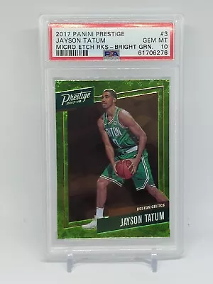  2017-18 Prestige Micro Etch Rookies Green #3 Jayson Tatum PSA 10 Boston Celtics • £120