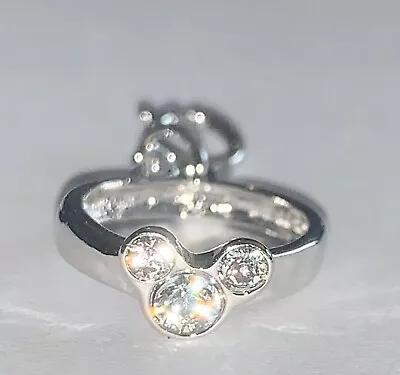 Rare Discontinued Mickey Mouse Sterling Charm Mini Friendship Ring On Disney Tag • $24.95