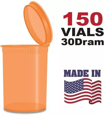 150 Translucent Amber Vials - 30 DRAM Pop Top Bottle - Smell Proof Containers • $55.40