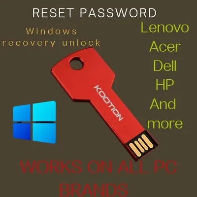 Windows Password Recovery Reset USB - Win 11 10 8 7 Vista -  • $19.90