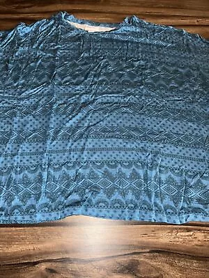 LuLaRoe Aztec Stripes Dahl Dolman Top Ruffle Sleeves Blue Tribal Medium 10/12 • $29.99