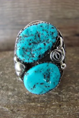 Navajo Jewelry Sterling Silver Turquoise Men's Ring- Size 11 1/2 • $289.99