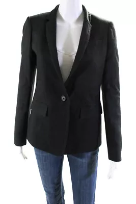 J Crew Womens Regent Woven One Button Blazer Jacket Black Linen Size 2 • $42.69