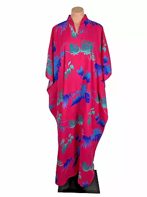 Vintage Island Fashions Hawaiian Maxi Dress One Size Muumuu Caftan Monstera • $60