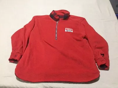 Vintage Marlboro Red Black Plaid Reversible 1/4 Zip Fleece Pullover Jacket L • $24