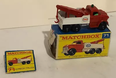 Matchbox Lesney Original 1968 Ford Heavy Wreck Truck # 71 Mint & Box HTF Rare • $29.99