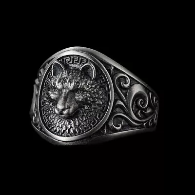 Viking Wolf Head Tibetan Silver Rings For Men Personality Hiphop Jewelry Adjusta • $0.92