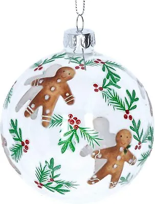 £8.49 • Buy Gisela Graham Glass Gingerbread Bauble Traditional Christmas Tree Decoration 