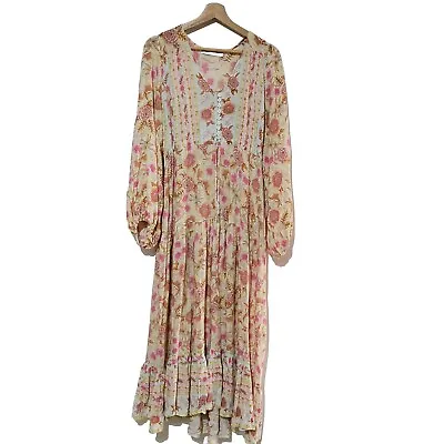 Salty Bright Womens Maxi Dress Size 12 Boho Floral V-Neck Long Sleeve Floral • $36