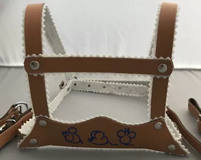 HARNESS REINS LEATHER For SILVER CROSS COACH BUILT BABY PRAM BEIGE - MICE MOTIF • £30.49