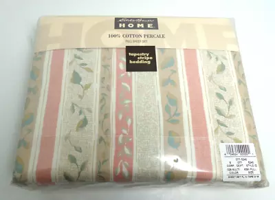 New Eddie Bauer Home 100% Cotton Percale Bedding Sheet Set Tapestry Stripe Full • $44.99