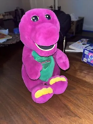 Vintage Dakin Barney Dinosaur Plush Stuffed Animal Purple Green Lyons 1992 • $11