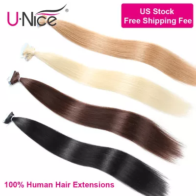 UNice 20/40pcs Platinum Blonde Tape In Skin Weft 100% Remy Human Hair Extensions • $20.22