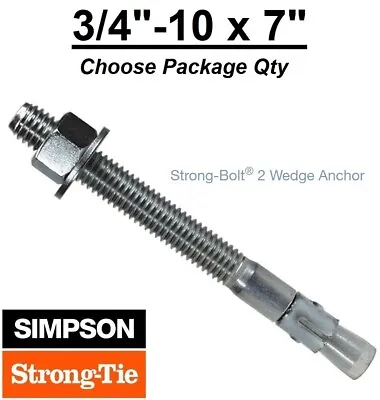 3/4 -10 X 7  Simpson Strong Bolt 2 II Concrete Wedge Anchor STB2-75700 • $29.99