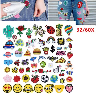 Bulk Assorted Cartoon Iron On Patches No Sewing Embroidered Patches Dress DIY AU • $14.11