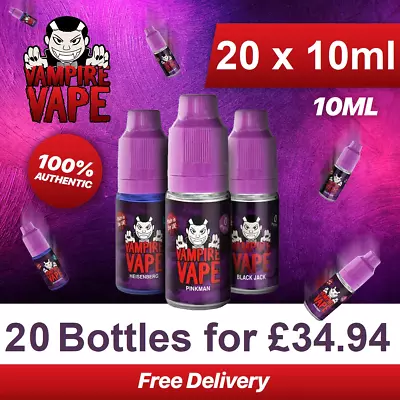 Vampire Vape E Liquid 20 X 10ml Pack E Cig Juice | Heisenberg Pinkman Black Jack • £34.94