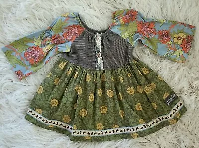 GIRLS MATILDA JANE FIELD TRIP CALICO PEASANT TOP Floral Bunny Trim HTF 8 EUC • $38