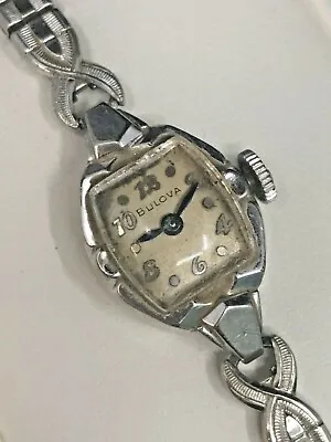 $34.95 • Buy Vintage 1959 Ladies Bulova 10K RGP White Gold Dolly Madison Model Watch