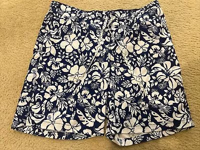 Merona Navy White Floral Surf Board Swim Shorts Men Size L • $20