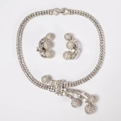 RARE Jomaz Joseph Mazer Snowball Demi Parure Set Necklace Clip Earrings WOW! • $350