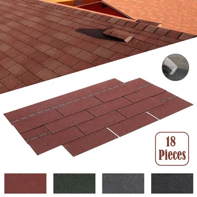 £29.95 • Buy 18X Felt Roofing Shingles Shed Roof Shingle Tile Rectangular Tab Asphalt Shingle