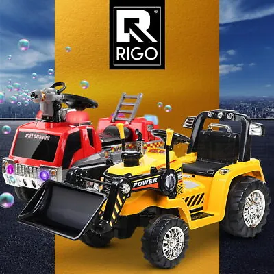 Rigo Electric Ride On Car Toys Kids Fire Engine Bulldozer Truck Digger Excavator • $118.95