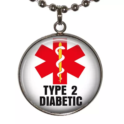 Diabetic Medical Alert Necklace Type 2 Diabetic Condition Waterproof Resin 24  • $14.95