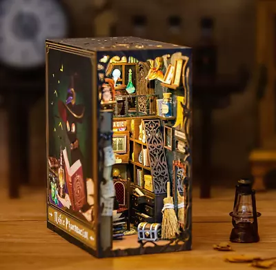 Magic Pharmacist DIY Wooden Book Nook Bookshelf Insert Miniature Dollhouse • $91.64