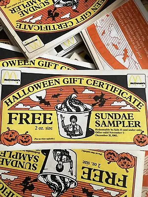 VINTAGE McDonalds Halloween UNUSED Gift Certificates Coupon Book (12) From 1985 • $14.97