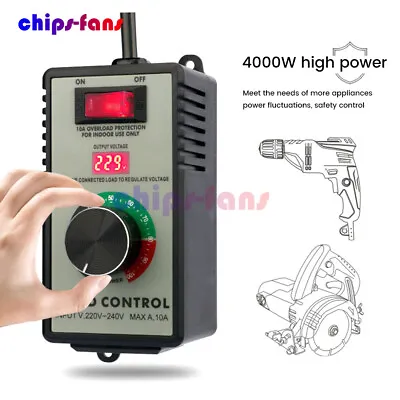 4000W Electronic Voltage Regulator Stepless AC Motor Speed Controller 110V/220V • £26.39