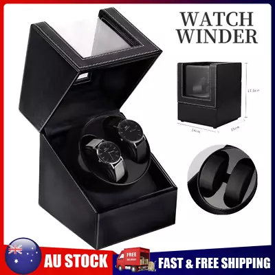 PU Leather Wood Dual Automatic Watch Winder Box Luxury Storage  With USB Plug • $45.99