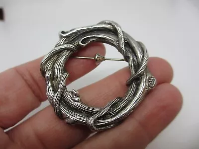 Gorgeous Vtg Signed Mignon Faget Sterling Textured&detailed Wreath Style Brooch! • $54