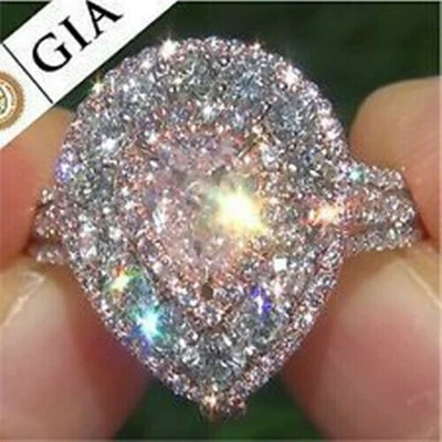 $3.50 • Buy Elegant Women 925 Silver Jewelry Wedding Set Rings Cubic Zirconia Ring Size 6-10