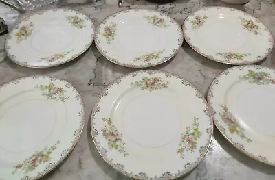 Meito Floral China 6 Bread Plates 6½  Gold 24k Edge Hand Painted Made In Japan • $40