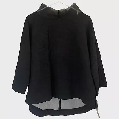 IC Collection Organza Stand Collared Black Blouse Womens Size Medium M New • $84.99