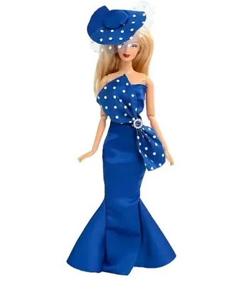 Slim Mermaid Dress For 11.5inch Fashion Doll Long Evening Gown Hat Clothing Blue • $9.99