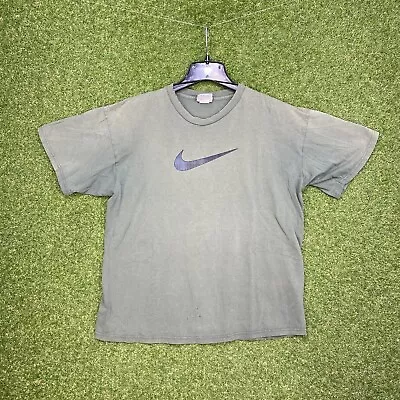 Vintage Nike Center Check T-Shirt Army Green Distressed Men’s Size Large L Y2K • $18.88